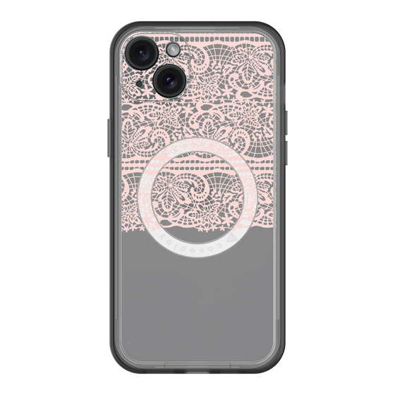 スリムプロテクションプレミアムケース with MagSafe［ LANVIN en Bleu - Lace - Pink ］