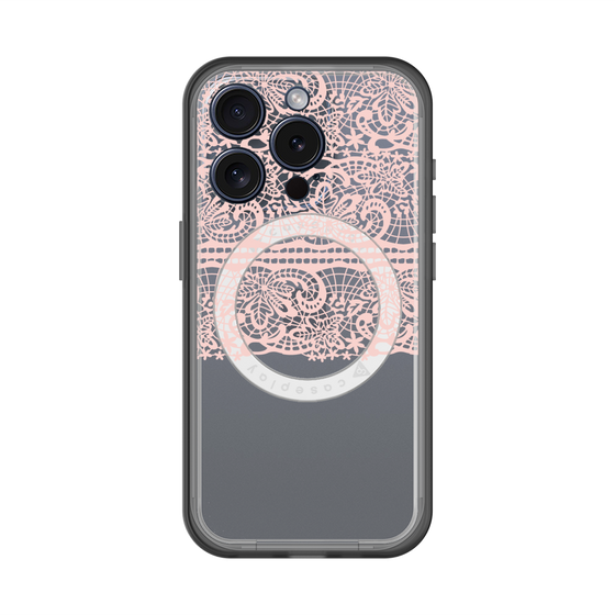 スリムプロテクションプレミアムケース with MagSafe［ LANVIN en Bleu - Lace - Pink ］