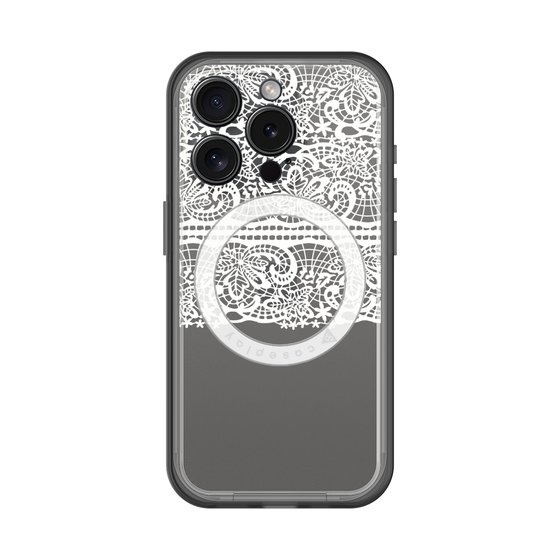 スリムプロテクションプレミアムケース with MagSafe［ LANVIN en Bleu - Lace - White ］
