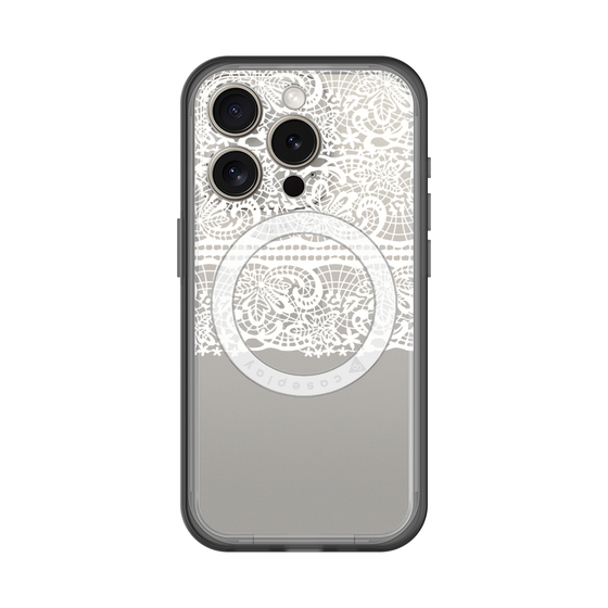 スリムプロテクションプレミアムケース with MagSafe［ LANVIN en Bleu - Lace - White ］