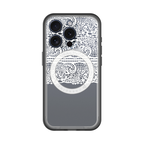 スリムプロテクションプレミアムケース with MagSafe［ LANVIN en Bleu - Lace - White ］
