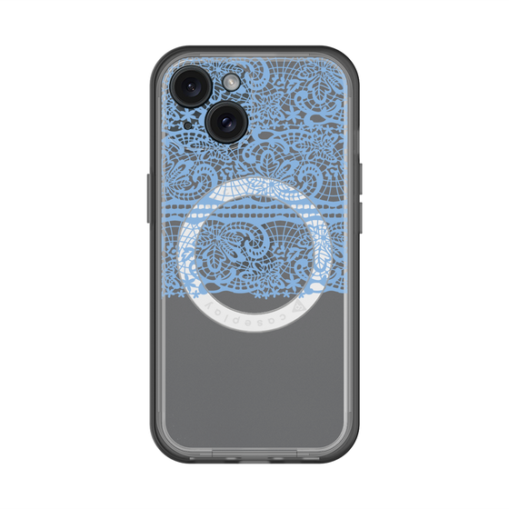 スリムプロテクションプレミアムケース with MagSafe［ LANVIN en Bleu - Lace - Blue ］