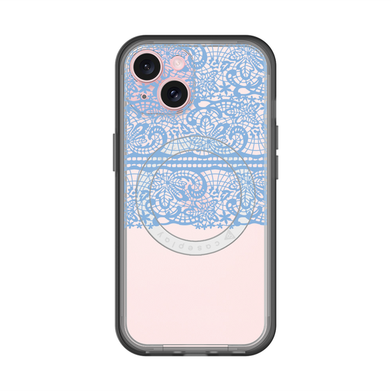 スリムプロテクションプレミアムケース with MagSafe［ LANVIN en Bleu - Lace - Blue ］