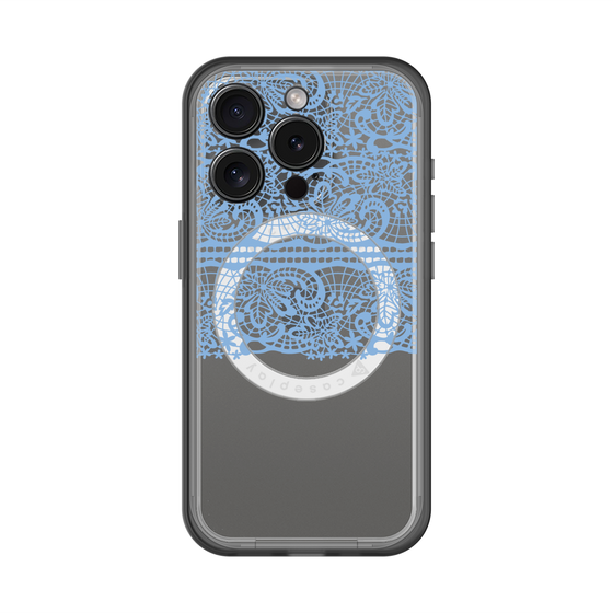 スリムプロテクションプレミアムケース with MagSafe［ LANVIN en Bleu - Lace - Blue ］
