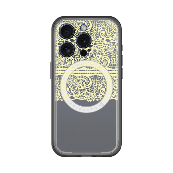 スリムプロテクションプレミアムケース with MagSafe［ LANVIN en Bleu - Lace - Yellow ］