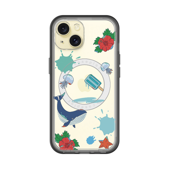 スリムプロテクションプレミアムケース with MagSafe［ DRAWING PAPER Blue ］