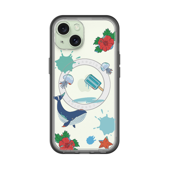 スリムプロテクションプレミアムケース with MagSafe［ DRAWING PAPER Blue ］