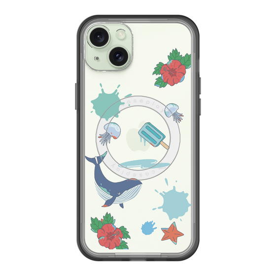 スリムプロテクションプレミアムケース with MagSafe［ DRAWING PAPER Blue ］