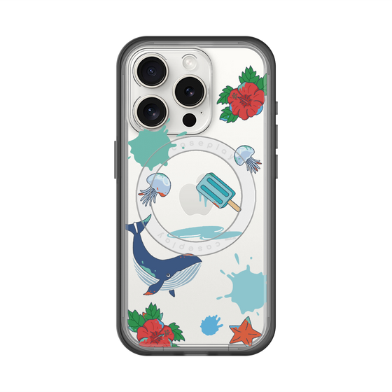 スリムプロテクションプレミアムケース with MagSafe［ DRAWING PAPER Blue ］