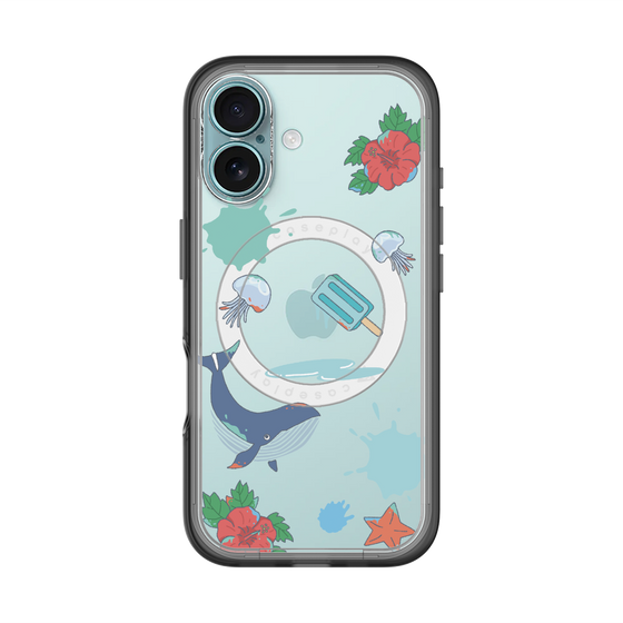 スリムプロテクションプレミアムケース with MagSafe［ DRAWING PAPER Blue ］