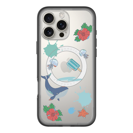 スリムプロテクションプレミアムケース with MagSafe［ DRAWING PAPER Blue ］