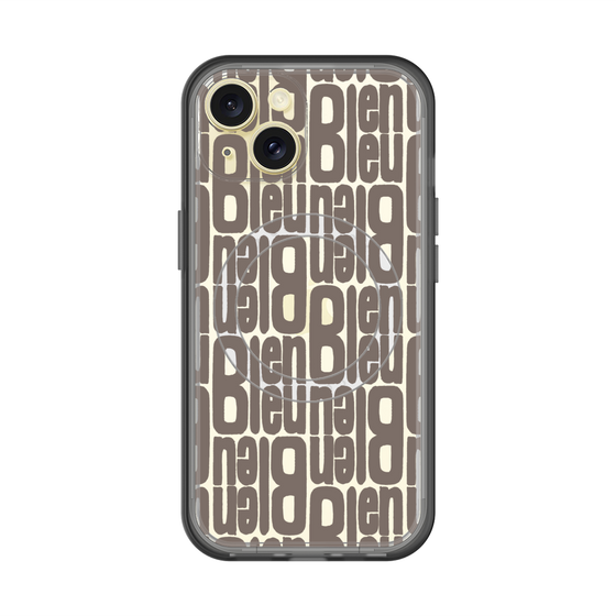 スリムプロテクションプレミアムケース with MagSafe［ LANVIN en Bleu - Logo Pattern - Black ］