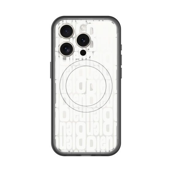 スリムプロテクションプレミアムケース with MagSafe［ LANVIN en Bleu - Logo Pattern - White ］