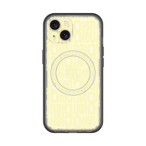 スリムプロテクションプレミアムケース with MagSafe［ LANVIN en Bleu - Logo Pattern - Yellow ］