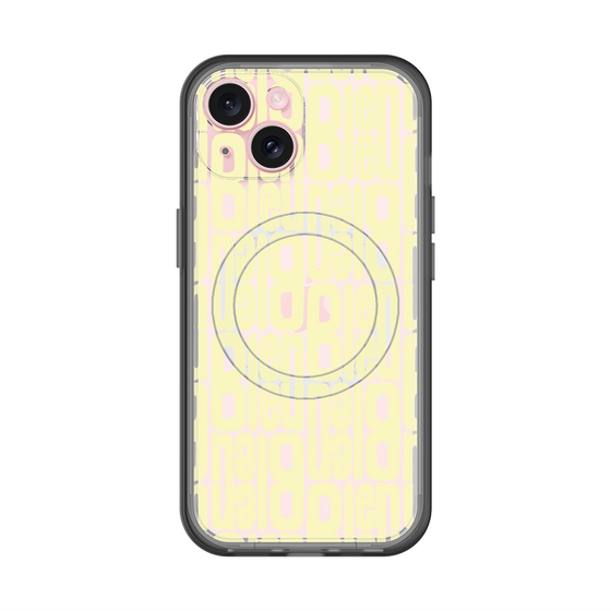 スリムプロテクションプレミアムケース with MagSafe［ LANVIN en Bleu - Logo Pattern - Yellow ］