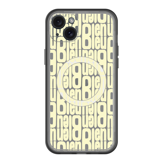 スリムプロテクションプレミアムケース with MagSafe［ LANVIN en Bleu - Logo Pattern - Yellow ］