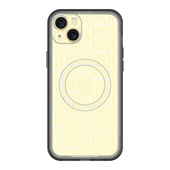 スリムプロテクションプレミアムケース with MagSafe［ LANVIN en Bleu - Logo Pattern - Yellow ］