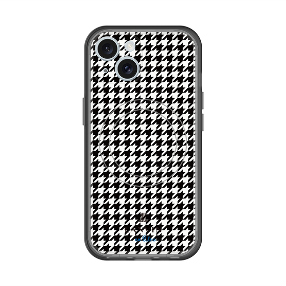 スリムプロテクションプレミアムケース with MagSafe［ Houndstooth Pattern Black with LANVIN en Bleu logo- ランバン 千鳥格子柄 ブラック ］
