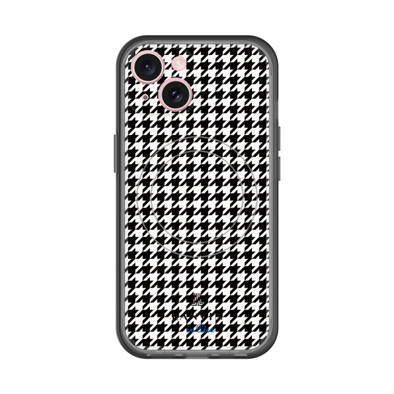 スリムプロテクションプレミアムケース with MagSafe［ Houndstooth Pattern Black with LANVIN en Bleu logo- ランバン 千鳥格子柄 ブラック ］
