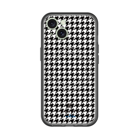 スリムプロテクションプレミアムケース with MagSafe［ Houndstooth Pattern Black with LANVIN en Bleu logo- ランバン 千鳥格子柄 ブラック ］