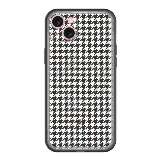 スリムプロテクションプレミアムケース with MagSafe［ Houndstooth Pattern Black with LANVIN en Bleu logo- ランバン 千鳥格子柄 ブラック ］