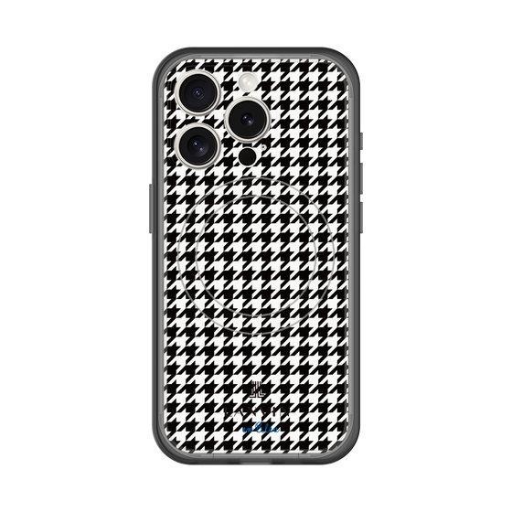 スリムプロテクションプレミアムケース with MagSafe［ Houndstooth Pattern Black with LANVIN en Bleu logo- ランバン 千鳥格子柄 ブラック ］
