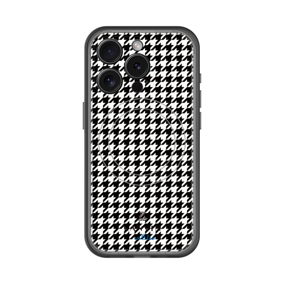 スリムプロテクションプレミアムケース with MagSafe［ Houndstooth Pattern Black with LANVIN en Bleu logo- ランバン 千鳥格子柄 ブラック ］