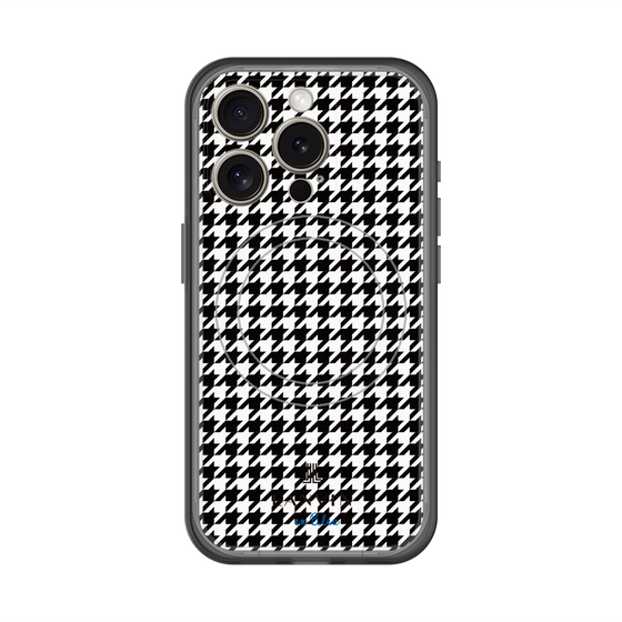 スリムプロテクションプレミアムケース with MagSafe［ Houndstooth Pattern Black with LANVIN en Bleu logo- ランバン 千鳥格子柄 ブラック ］