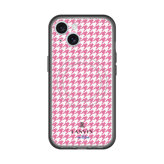 スリムプロテクションプレミアムケース with MagSafe［ Houndstooth Pattern Pink with LANVIN en Bleu logo- ランバン 千鳥格子柄 ピンク ］