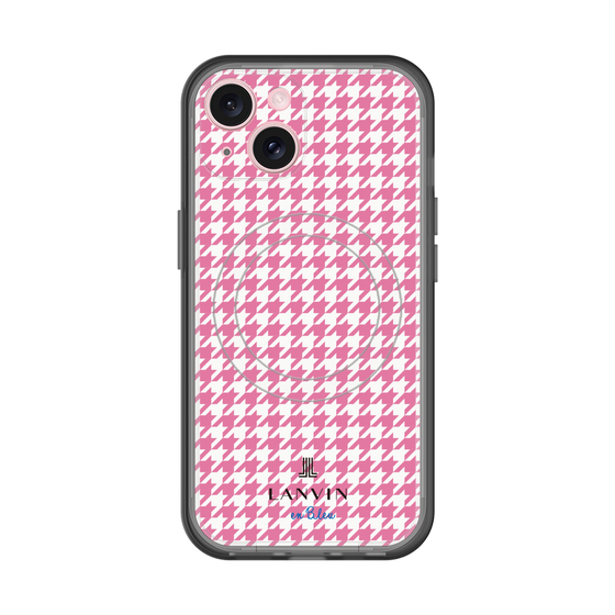 スリムプロテクションプレミアムケース with MagSafe［ Houndstooth Pattern Pink with LANVIN en Bleu logo- ランバン 千鳥格子柄 ピンク ］