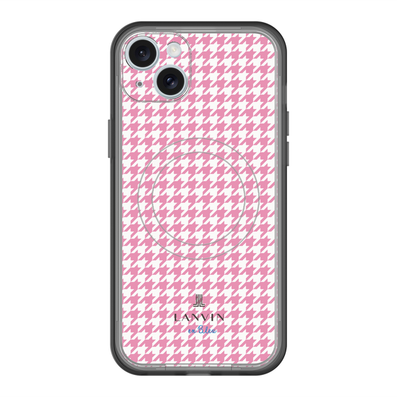 スリムプロテクションプレミアムケース with MagSafe［ Houndstooth Pattern Pink with LANVIN en Bleu logo- ランバン 千鳥格子柄 ピンク ］
