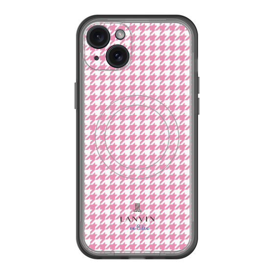 スリムプロテクションプレミアムケース with MagSafe［ Houndstooth Pattern Pink with LANVIN en Bleu logo- ランバン 千鳥格子柄 ピンク ］