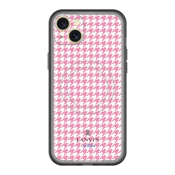 スリムプロテクションプレミアムケース with MagSafe［ Houndstooth Pattern Pink with LANVIN en Bleu logo- ランバン 千鳥格子柄 ピンク ］