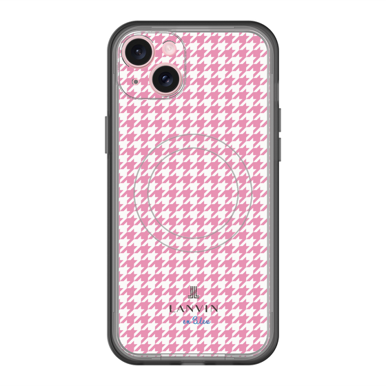 スリムプロテクションプレミアムケース with MagSafe［ Houndstooth Pattern Pink with LANVIN en Bleu logo- ランバン 千鳥格子柄 ピンク ］