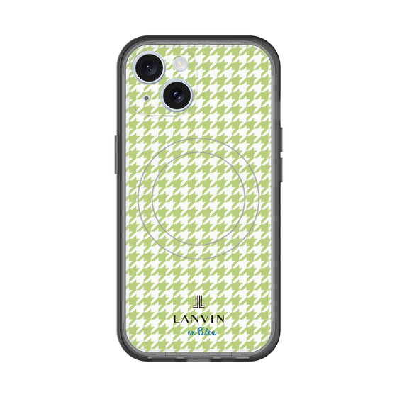 スリムプロテクションプレミアムケース with MagSafe［ Houndstooth Pattern Green with LANVIN en Bleu logo- ランバン 千鳥格子柄 グリーン ］