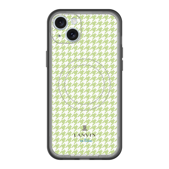 スリムプロテクションプレミアムケース with MagSafe［ Houndstooth Pattern Green with LANVIN en Bleu logo- ランバン 千鳥格子柄 グリーン ］
