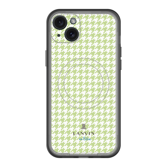 スリムプロテクションプレミアムケース with MagSafe［ Houndstooth Pattern Green with LANVIN en Bleu logo- ランバン 千鳥格子柄 グリーン ］