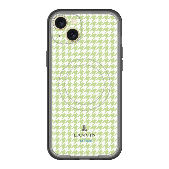 スリムプロテクションプレミアムケース with MagSafe［ Houndstooth Pattern Green with LANVIN en Bleu logo- ランバン 千鳥格子柄 グリーン ］