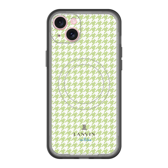 スリムプロテクションプレミアムケース with MagSafe［ Houndstooth Pattern Green with LANVIN en Bleu logo- ランバン 千鳥格子柄 グリーン ］
