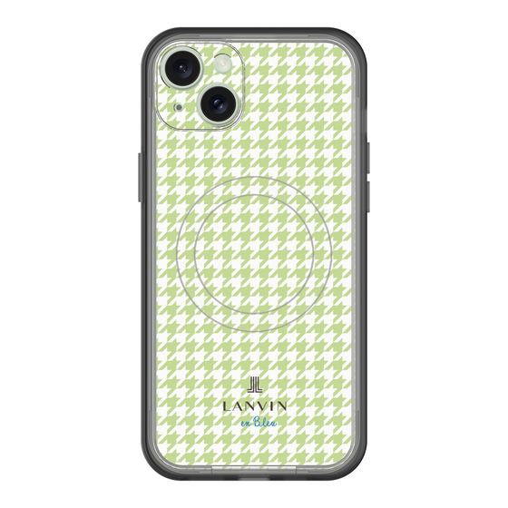 スリムプロテクションプレミアムケース with MagSafe［ Houndstooth Pattern Green with LANVIN en Bleu logo- ランバン 千鳥格子柄 グリーン ］