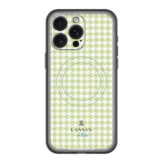 スリムプロテクションプレミアムケース with MagSafe［ Houndstooth Pattern Green with LANVIN en Bleu logo- ランバン 千鳥格子柄 グリーン ］