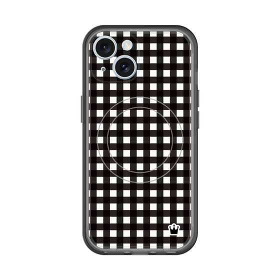 スリムプロテクションプレミアムケース with MagSafe［ Checkered Purple - ギンガムチェック ブラック ］