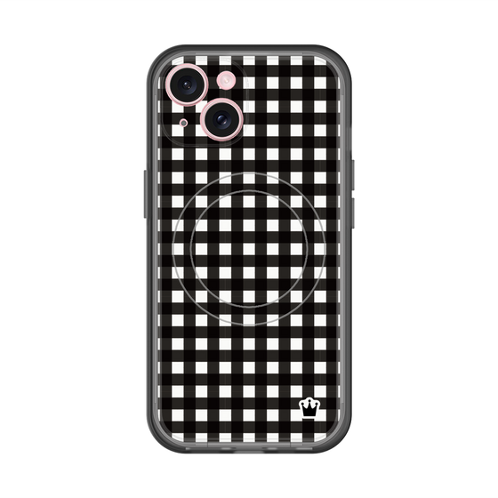 スリムプロテクションプレミアムケース with MagSafe［ Checkered Purple - ギンガムチェック ブラック ］