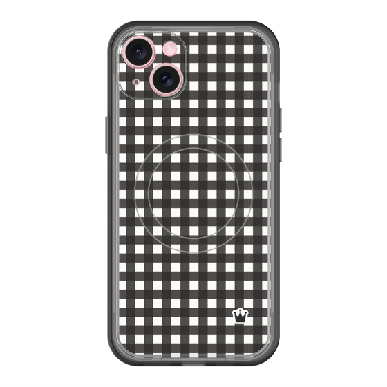 スリムプロテクションプレミアムケース with MagSafe［ Checkered Purple - ギンガムチェック ブラック ］