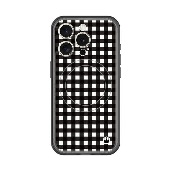 スリムプロテクションプレミアムケース with MagSafe［ Checkered Purple - ギンガムチェック ブラック ］