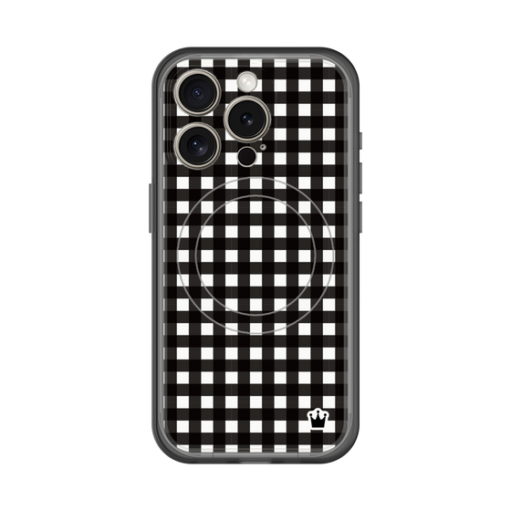 スリムプロテクションプレミアムケース with MagSafe［ Checkered Purple - ギンガムチェック ブラック ］