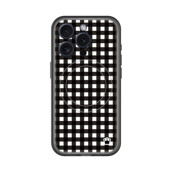 スリムプロテクションプレミアムケース with MagSafe［ Checkered Purple - ギンガムチェック ブラック ］