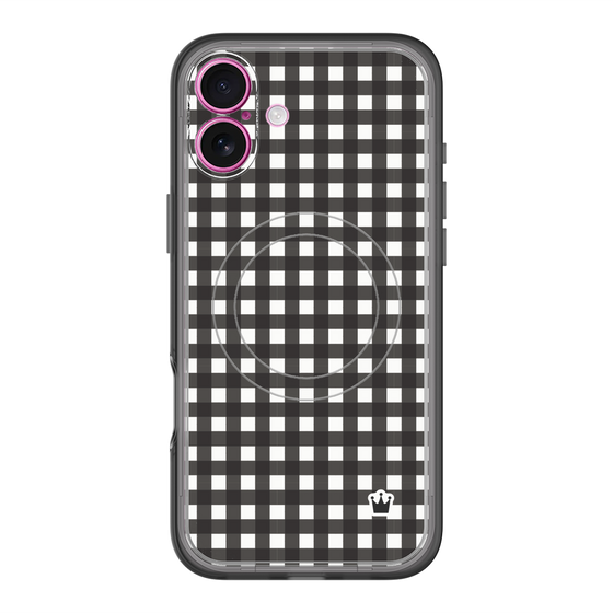 スリムプロテクションプレミアムケース with MagSafe［ Checkered Purple - ギンガムチェック ブラック ］