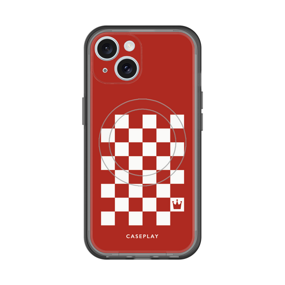 スリムプロテクションプレミアムケース with MagSafe［ Racing checkered flag Red - レーシングチェッカーフラッグ レッド ］