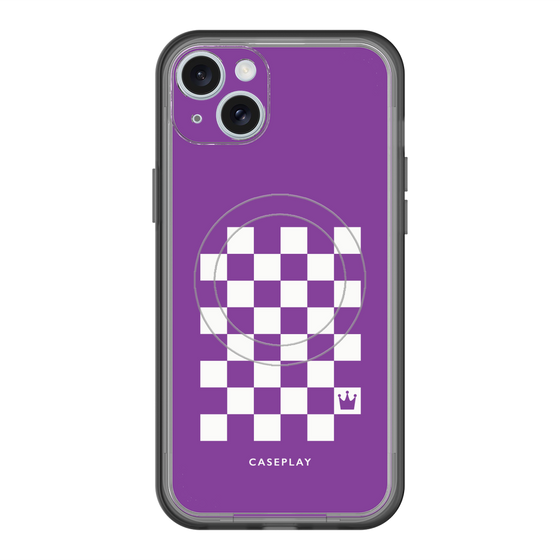 スリムプロテクションプレミアムケース with MagSafe［ Racing checkered flag Purple - レーシングチェッカーフラッグ パープル ］